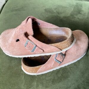 Birkenstocks Boston soft footbed pink clay leather clogs size 39 8-8.5